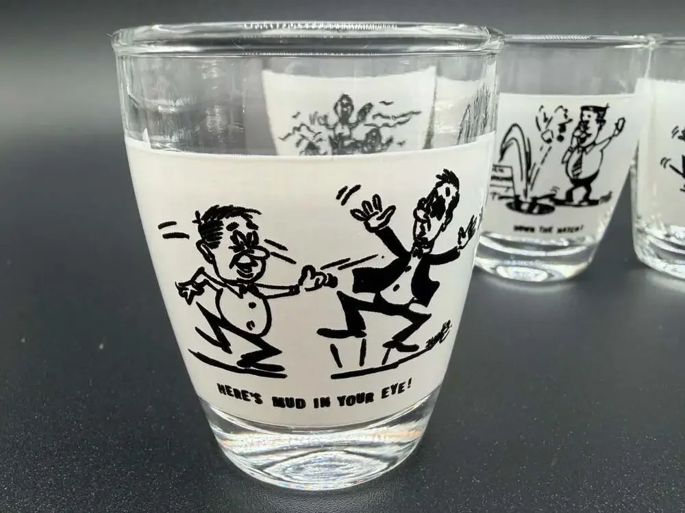 Vintage Anchor Hocking Comical Novelty Shot Glasses Set of 4